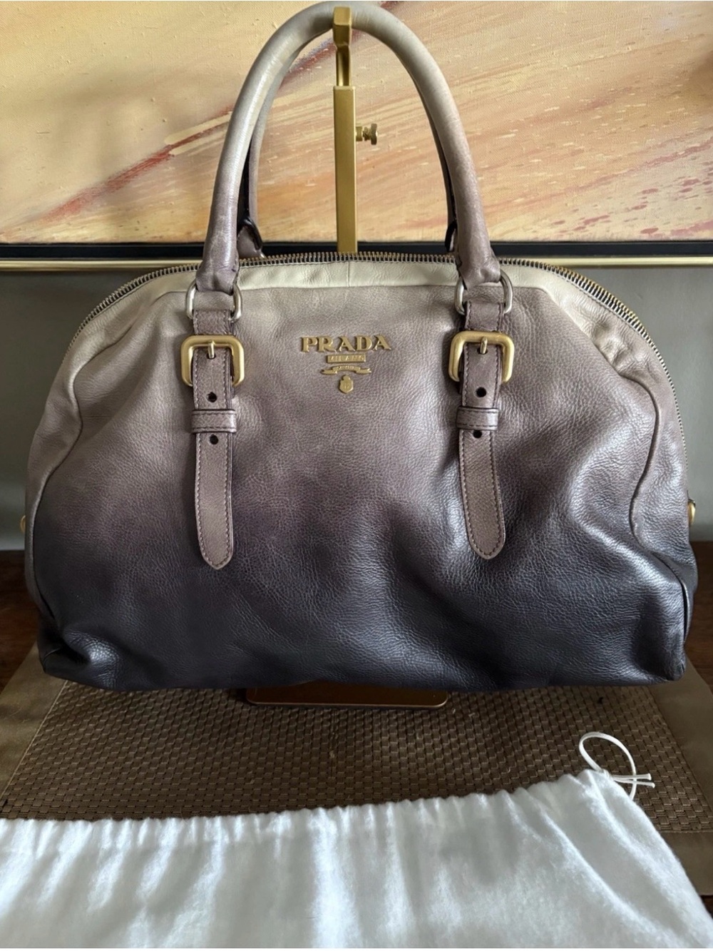 Prada Limited edition Ombre Glace Calf “zipper bag” Satchel RARE